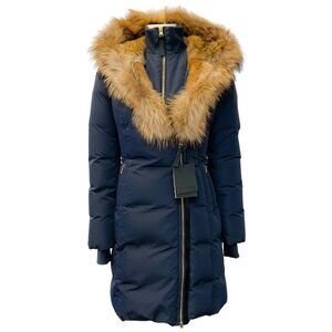 Mackage Navy Blue Trish Down Coat with Fur Detail